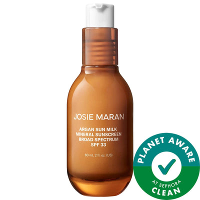 Argan Sun Milk Mineral Sunscreen Broad Spectrum SPF 33 Moisturizer - Vegan, Reef-Safe, Hydrating Sunscreen for Daily Pro