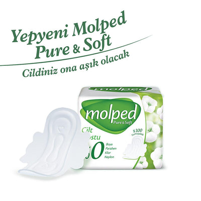 Molped Pure & Soft: Organic Cotton Feminine Hygiene Pads for Sensitive Skin - Hypoallergenic, Dye-Free, and Vegan Menstr