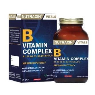 Nutraxin B Vitamin Complex Supplement - 60 Capsules, Gluten-Free, Supports Overall Health