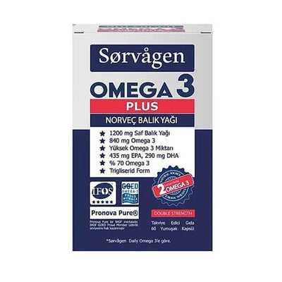 Sorvagen Omega-3 Fish Oil Supplement - 1200mg Norwegian Fish Oil, Heart Health Support, Brain Function - 60 Capsules