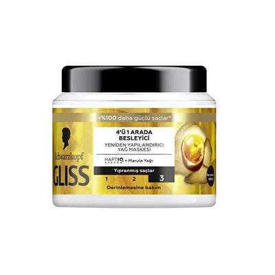 Gliss 4-in-1 Hair Care Mask - Nourishing Marula Oil Treatment for Damaged Hair, 13.53 fl oz
