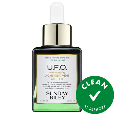 Sunday Riley U.F.O. Salicylic Acid BHA Acne Treatment Face Oil - Non-Greasy, Natural Acne Solution for Clearer Skin