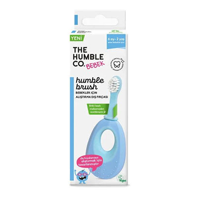 Humble Brush Baby Training Toothbrush Blue: Soft Bristles, Plant-Based, Gentle Oral Care for Infants & Toddlers (6-24 Mo