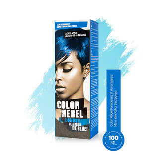 color rebel semi-permanent hair color blue 100 ml, blue hair color applied on hair Color Rebel Semi-Permanent Hair Color - Blue | 100 ml Color Rebel Semi-Permanent Hair Color - Blue 100ml color-rebel, hair-color, semi-permanent, blue-hair-dye, paraben-free, ammonia-free, animal-friendly, hair-care, vibrant-color, ai-generated