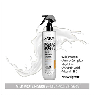 Agiva Milk Protein & Amino Acid Heat Protectant Spray: Detangle, Repair & Shield Hair While Styling - Fön Suyu, 13.53 fl oz Agiva Heat Protectant Spray: Protect & Repair Hair While Styling heat protectant spray, hair detangler, amino acid hair treatment, milk protein hair serum, heat styling protection, hair repair spray, fön suyu, hair styling product, heat protectant, argentine hair treatment, hair styling, heat protection, detangling spray, hair repair, milk protein, amino complex, arginine, dual-phase f