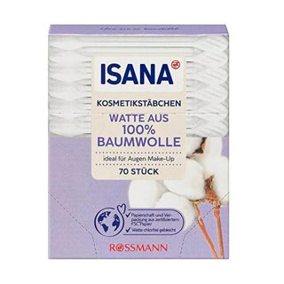 Isana Cosmetic Cleaning Sticks - 70 Count - Eco-Friendly Makeup Hygiene Tools Isana Cosmetic Cleaning Sticks - Eco-Friendly Makeup Hygiene cosmetic cleaning sticks, makeup cleaning tools, 100% cotton cleaning swabs, eco-friendly beauty products, makeup hygiene maintenance, beauty hygiene, makeup precision, sustainable beauty, Isana products