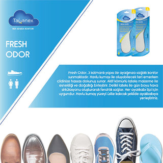 tabanex fresh odor insole for women, comfortable insole with towel fabric, flexible and breathable insole Tabanex Fresh Odor Insole - Comfort for Women Tabanex Fresh Odor Insole - Comfort for Women tabanex, fresh-odor-insole, women-footwear, comfortable-insoles, eco-friendly, moisture-absorbing, breathable, three-layer, active-charcoal, ai-generated