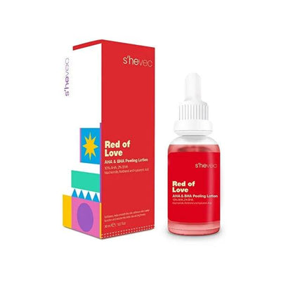 She Vec Serum AHA BHA Peeling Red of Love Resurfacing Peeling Serum - Anti-aging Skincare, Exfoliating Serum for Oily Sk