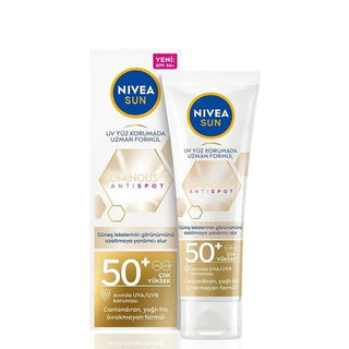 Nivea Sun Luminous630 Anti-Spot Sunscreen Face Cream SPF50+ - Non-Greasy, Reduces Sun Spots, 1.35 fl oz Nivea Sun Luminous630 SPF50+ Sunscreen Face Cream - Anti-Spot & Non-Greasy Nivea Sun, Luminous630, SPF 50+ sunscreen, anti-spot face cream, non-greasy sun protection, sunscreen for all skin types, face cream, sun care, skincare, sun protection, anti-aging, skin tone evening, radiant skin, daily sun care, dermatologically tested, cosmetic, beauty, personal care