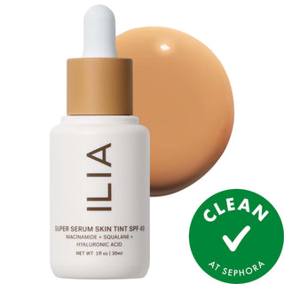 ILIA Super Serum Skin Tint SPF 40: Dewy Coverage, Hydrating Skincare Foundation with Hyaluronic Acid & Niacinamide - Vegan & Cruelty-Free ILIA Tinted Serum SPF 40: Dewy, Hydrating Foundation tinted serum, skincare foundation, SPF 40 foundation, mineral sunscreen makeup, vegan foundation, cruelty-free foundation, hyaluronic acid serum, niacinamide serum, light coverage foundation, dewy finish foundation, tinted moisturizer, SPF makeup, mineral foundation, vegan makeup, cruelty-free makeup, hyaluronic acid, n