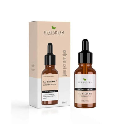 Herbaderm Vitamin C Serum: Potent Antioxidant, Boost Collagen & Brighten Skin | Anti-Aging, Reduce Wrinkles, Even Skin T