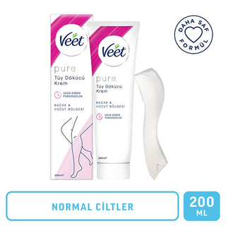 veet pure hair removal cream for normal skin 200ml - front view, veet pure hair removal cream 200ml - application spatula, veet hair removal cream texture Veet Pure Hair Removal Cream for Normal Skin - Smooth Texture | 200 ml Veet Pure Hair Removal Cream - Normal Skin 200ml veet, hair-removal-cream, smooth-skin, women-products, ammonia-free, gentle-formula, hair-removal, personal-care, skin-care, ai-generated