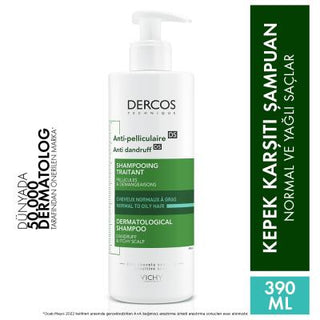 Vichy Dercos Anti-Dandruff Shampoo: Salicylic Acid & Octopirox Treatment for Oily Hair, Itchy Scalp Relief - Paraben Free, 13.2 fl oz Vichy Dercos Anti-Dandruff Shampoo - Oily Hair & Itch Relief anti-dandruff shampoo, shampoo for oily hair, paraben-free shampoo, dandruff treatment, itchy scalp relief, salicylic acid shampoo, seboregulation shampoo, Vichy Dercos shampoo, kepek karşıtı şampuan, shampoo for seborrheic dermatitis, anti dandruff, oily hair, paraben free, itchy scalp, salicylic acid, seboregulati