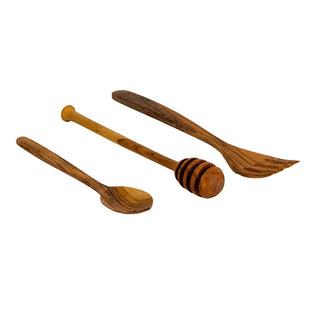 Lava Cast Iron Mini Utensil Set - 3 Piece Olive Wood Handle Spoon Fork Honey Spoon Lava Cast Iron Mini Utensil Set - Olive Wood Handles Olive wood utensils, Cast iron kitchenware, Mini serving utensils, Natural mineral oil finished products, 3-piece utensil set, Artisanal kitchenware, Durable kitchen utensils, Rustic kitchen decor, Cast iron cookware, Olive wood handles, Kitchen gifts, Cooking essentials