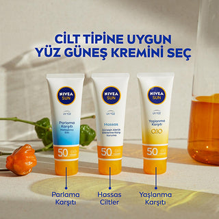 Nivea Sun SPF 50+ Anti-Aging Q10 Facial Sunscreen: Daily Sun Protection for Wrinkles & Dark Spots, Broad Spectrum UVA/UVB Defense Nivea Sun SPF 50+ Facial Sunscreen - Anti-Aging & Dark Spot Defense SPF50 facial sunscreen, anti-aging sunscreen, sunscreen for face, sun protection for face, Q10 sunscreen, sunscreen for wrinkles, sunscreen for dark spots, broad spectrum sunscreen, water resistant sunscreen, daily sunscreen, facial sunscreen, sun protection, anti-aging, wrinkles, dark spots, UVA protection, UVB 