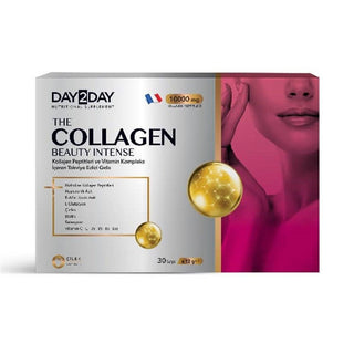 Day2Day Collagen Supplement - Beauty Intense 10,000mg Collagen Peptides, Anti-Aging Skincare, Sugar-Free, Strawberry Flavor - 30 Sachets Day2Day Collagen Supplement - Beauty Intense 10,000mg collagen supplement, beauty intense collagen, anti-aging skincare, dietary collagen, collagen peptides, skin health, beauty supplements, strawberry flavor, sugar-free, French-origin collagen, bovine type I collagen