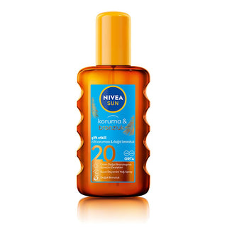NIVEA Sun SPF20 Tanning Sunscreen Body Spray: UVA/UVB Protection, Natural Bronze, Water Resistant - Hydrate & Protect While You Tan! NIVEA Sun SPF20 Tanning Spray: Get a Bronze Glow & Protection sunscreen, tanning spray, SPF20 sunscreen, bronzing sunscreen, water resistant sunscreen, UVA UVB protection, sun protection for tanning, body sunscreen spray, melanin activating sunscreen, NIVEA sun spray, sun protection, tanning, bronzer, body spray, water resistant, sweat resistant, UVA protection, UVB protection