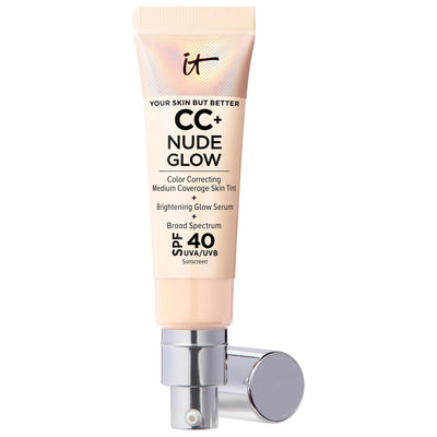 CC+ Nude Glow Lightweight Foundation + Glow Serum with SPF 40 and Niacinamide - Brightening, Medium-Coverage Liquid Foun