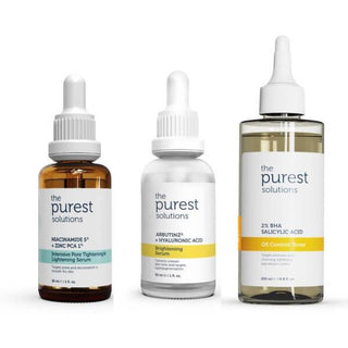 the purest solutions pore tightening serum set, intensive pore tightening and lightening serum 30ml, brightening serum 30ml, oil control toner 200ml The Purest Solutions Pore Tightening Serum Set - Skin Perfecting Care | 3 Products Pore Tightening Serum Set - The Purest Solutions the-purest-solutions, pore-tightening, brightening-serum, oil-control-toner, skincare-set, skin-care, anti-blemish, glowing-skin, enlarged-pores, ai-generated