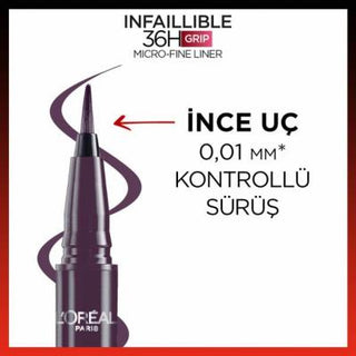 Loreal Paris Infaillible 36H Grip Micro Fine Eyeliner - 04 Dew Berry, Long Lasting & Waterproof Eyeliner with 0.1 mm Fine Tip Loreal Paris 36H Eyeliner - Long Lasting & Waterproof Loreal Paris Eyeliner, Waterproof Eyeliner, Long Lasting Eyeliner, Fine Tip Eyeliner, 36H Eyeliner, Infaillible 36H Grip Micro Fine Eyeliner, Cosmetics, Makeup, Eye Makeup, Durable Makeup, Precise Eyeliner, Water-Resistant Cosmetics, Beauty Products, Eye Liner, Liquid Eyeliner, High Precision Eyeliner