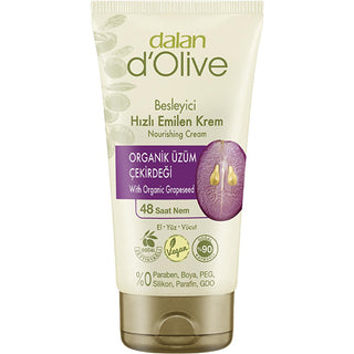Dalan D'Olive Organic Moisturizing Cream with Grape Seed Oil & Olive Oil - 48hr Hydration, Non-Greasy, Suitable for All Skin Types Dalan D'Olive Organic Moisturizing Cream - 48hr Hydration organic moisturizing cream, natural skincare product, grape seed oil for skin, olive oil benefits for skin, long-lasting hydration cream, moisturizing cream, skincare, organic skincare, natural moisturizer, non-greasy moisturizer, sensitive skin care, dry skin relief, natural ingredients, organic ingredients