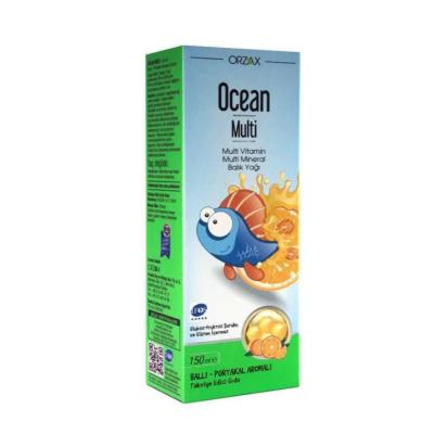 Orzax Ocean Multi: Kids Fish Oil Syrup with Honey Orange Flavor - Omega-3, EPA, DHA, Vitamins & Minerals - IFOS Certifie