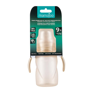 mamajoo training cup with handles and anti-colic feature, ergonomic design of mamajoo training cup for infants, mamajoo 270 ml cup details and features Mamajoo Kulplu Akıtmaz Eğitici Bardak - 270 ml Anti-Colic Cup for Infants | BPA Free Mamajoo 270ml Anti-Colic Training Cup | Infant Safe Design mamajoo, training-cup, infant-products, non-spill-cup, anti-colic, bpa-free, baby-cup, parenting, safe-for-children, ai-generated