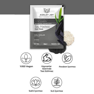 Ashley Joy Detox & Clarifying Hair Mask: Deep Cleanse, Remove Buildup, & Restore Shine - Active Carbon & Bentonite Clay (1.01 fl oz) Ashley Joy Detox Hair Mask: Deep Cleanse & Remove Buildup detox hair mask, clarifying hair mask, deep cleansing hair mask, hair mask for oily hair, hair mask for residue removal, active carbon hair mask, bentonite clay hair mask, purifying hair treatment, hair detox, Ashley Joy hair mask, hair mask, hair treatment, oily hair, residue removal, detoxifying, purifying, active car