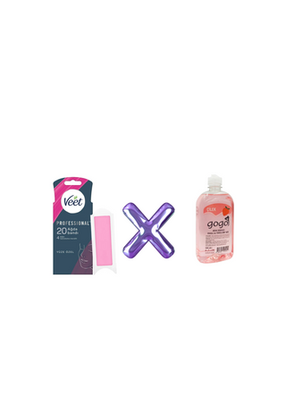 Veet Professional Wax Tape Facial Area Normal Skin 20 pcs x Gogo After Wax Massage And Cleansing Oil Strawberry 500ml