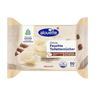 Alouette Wet Wipes with Shea Butter - Gentle, Dermatologically Approved, Alcohol-Free, Biodegradable - 50 Count Alouette Wet Wipes - Gentle & Eco-Friendly Hygiene Wet wipes, Sensitive skin care, Dermatologically approved wipes, Alcohol-free hygiene products, Biodegradable wet wipes, pH neutral cleansing wipes, Baby care, Personal hygiene, Gentle cleansing, Eco-friendly products