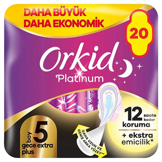 orkid platinum extra plus night sanitary pads size 5, pack of 20 hygienic pads from orkid platinum Orkid Platinum Extra Plus (Size 5) Night Sanitary Pads - 20 Count for Women and Teenagers Orkid Platinum Extra Plus Night Pads Size 5 - 20 Count orkid, sanitary-pads, hygiene, women-health, night-pads, teenagers, extra-plus, size-5, overnight-use, ai-generated