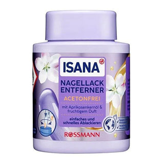 Isana Acetone-Free Nail Polish Remover with Biotin, Glycerin, and Apricot Kernel Oil - Gentle, Nourishing, and Easy to Use - 2.54 fl oz Isana Acetone-Free Nail Polish Remover - Gentle & Nourishing acetone-free nail polish remover, nourishing nail care, gentle nail polish removal, sponge applicator nail remover, biotin enriched nail treatment, nail care products, nail polish remover, Isana, nail health, nail cosmetics, beauty products, skincare, nail nourishment