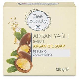 bee beauty argan oil soap on white background, close up of bee beauty argan oil soap, bee beauty argan oil soap packaging Bee Beauty Argan Oil Soap - Moisturizing | 4.4 oz Bee Beauty Argan Oil Soap - Moisturizing with No Parabens bee-beauty, argan-oil-soap, moisturizing-soap, natural-skincare, face-cleanser, paraben-free, sulfate-free, ai-generated, gluten-free, gentle-cleanser