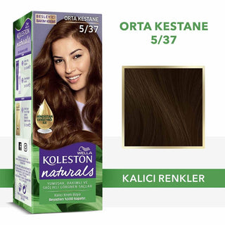 Wella Koleston Naturals Medium Chestnut 5/37 Hair Dye: Long Lasting Color & Gray Coverage with Nourishing Coconut Oil Wella Medium Brown Hair Dye: Gray Coverage & Coconut Oil hair dye, hair color, gray coverage hair dye, coconut oil hair dye, permanent hair color, medium brown hair dye, at home hair color, hair coloring kit, hair coloring, hair color cream, long lasting hair dye, natural hair dye, hair dye for women, hair dye for men, coconut oil, hair care, beauty, personal care, hair treatment, gray hair 