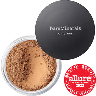 bareMinerals Original Loose Talc-Free Powder Mineral Foundation SPF 15: Natural, Luminous Finish & Buildable Coverage bareMinerals Talc-Free Mineral Foundation SPF 15 | Luminous mineral foundation, talc-free foundation, vegan foundation, cruelty-free makeup, SPF 15 foundation, natural luminous finish foundation, mineral makeup, best mineral foundation, foundation for sensitive skin, lightweight mineral foundation, foundation, makeup, face makeup, natural makeup, sensitive skin, vegan cosmetics, sun protecti