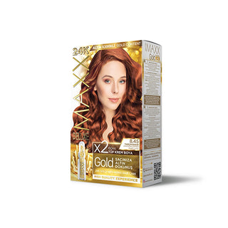 maxx deluxe golden beauty hair color 8.45 cinnamon copper, packaging of maxx deluxe golden beauty hair color Maxx Deluxe Golden Beauty Hair Color 8.45 - Cinnamon Copper | Perfect for Hair Coloring Enthusiasts Maxx Deluxe Golden Beauty Hair Color 8.45 maxx, hair-color, golden-beauty, cinnamon-copper, beauty-products, hair-care, hair-dye, glossy-hair-color, conditioner, ai-generated