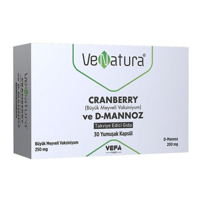 VeNatura Cranberry & D-Mannose Dietary Supplement for Urinary Tract Health - 30 Soft Capsules, Gluten-Free, GDO-Free