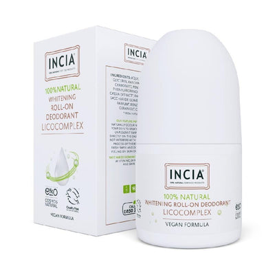 INCIA Natural Roll-on Deodorant with Whitening Effect - 50ml, Chemical-Free, Potassium Alum, Prevents Body Odor