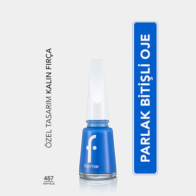 Flormar Navy Blue Nail Polish: High Pigment, Long Lasting, Chip Resistant - Magnesium, Calcium & Sulfur Enriched for Str