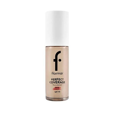 Flormar Perfect Coverage Foundation: High Coverage SPF 15 Light Beige - Hydrating Olive & Almond Oil Foundation Makeup F
