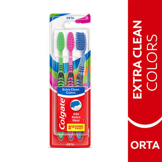 Colgate Extra Clean Colors Manual Toothbrush Set - 3 Pack for Effective Oral Hygiene Colgate Extra Clean Colors Toothbrush Set - 3 Pack Manual Toothbrush, Toothbrush Set, Oral Hygiene, Colgate Extra Clean, Colorful Toothbrush, Oral Care, Toothbrush, Hygiene Tools, Dental Care, Fresh Breath, Plaque Removal, Economical Package, 3-Pack, Colgate