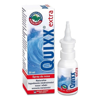 quixx extra nasal spray 30ml front, quixx extra nasal spray 30ml back, quixx extra nasal spray 30ml ingredients Quixx Extra Nasal Spray - Natural Relief | 30 ml Quixx Extra Nasal Spray - Natural Relief | 30 ml quixx, nasal-spray, natural-relief, allergy-relief, nasal-congestion, hypotonic, eucalyptus-oil, preservative-free, non-addictive, ai-generated