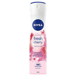 Nivea Fresh Cherry Women's Deodorant Spray - 48 Hour Anti-Perspirant Protection Nivea Fresh Cherry Deodorant Spray - 48hr Anti-Perspirant Deodorant Spray, Nivea Fresh Cherry, Women's Deodorant, 48-hour Anti-perspirant, Long-lasting Freshness, Cherry Fragrance, Dermatologically Tested, Suitable for All Skin Types, Anti-perspirant Deodorant, Women's Hygiene, Personal Care, Freshness for Women, Confidence Boost, Body Care, Hygiene Products