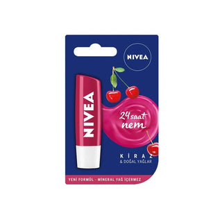 Nivea Lip Stick Kiraz 24 Hour Moisturizing Lip Care - Cherry Flavored Lip Balm Stick for Dry Lips Nivea Lip Stick Kiraz - 24 Hour Moisturizing Lip Care Nivea Lip Stick, Cherry flavored lip balm, 24-hour lip moisturizer, Lip care product, Nivea Kiraz, Dry lip solution, Moisturizing lip care, Lip stick format, Cherry flavor, Long-lasting hydration, Lip nourishment, Skincare for lips, Portable lip care, Nivea lip care