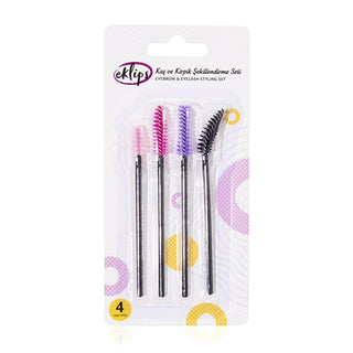 eklibs eyebrow and lash shaping set, set of 4 mascara brushes, lower lash mascara brush, large curved mascara brush, hourglass shaped mascara brush, curved mascara brush for dramatic look Eklips Eyebrow & Lash Shaping Set - 4 Brush Kit Eklips Eyebrow & Lash Shaping Set eklibs, eyebrow-brushes, lash-brushes, makeup-tools, beauty-essentials, ai-generated, mascara-applicators, cosmetic-set, beauty, kbeauty