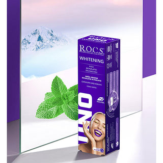 Rocs Uno Whitening Toothpaste with Calcium & Xylitol - 74g Rocs Uno Whitening Toothpaste - Strengthens & Whitens whitening toothpaste, calcium toothpaste, xylitol toothpaste, remineralizing toothpaste, fresh breath toothpaste, oral care, dental hygiene, toothpaste with calcium, whitening oral care, healthy smile, tooth decay prevention