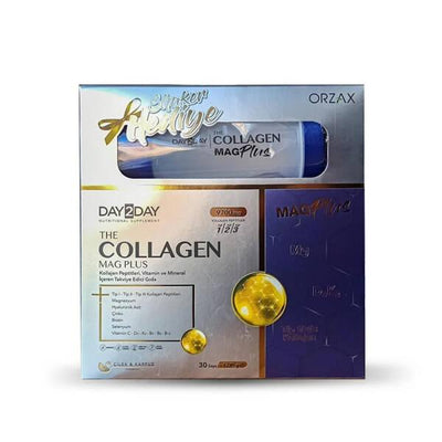 Day2Day Collagen Mag Plus 30 Sachets - Anti-Aging Collagen Peptides Powder with Vitamins & Minerals for Skin & Joint Hea