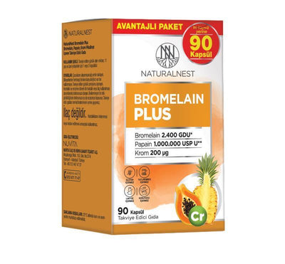 Naturalnest Bromelain Plus: Natural Digestive & Anti-Inflammatory Enzyme Supplement - 90 Capsules