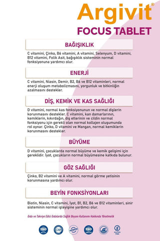 Argivit Focus Dietary Supplement - Multivitamin, Multimineral, Fosfatidilseri...