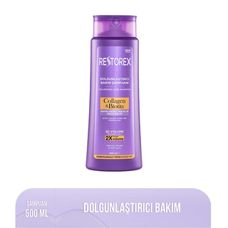 Restorex Collagen & Biotin Volumizing Hair Care Shampoo - 500ml, Nourishes & Strengthens Hair, Suitable for Daily Use Restorex Collagen & Biotin Shampoo for Voluminous Hair collagen shampoo, biotin hair care, volumizing shampoo, hair nourishment, Restorex shampoo, hair care products, hair volume, healthy hair, daily shampoo, nourishing shampoo, hair repair, strengthening shampoo, collagen hair care, biotin volumizing shampoo